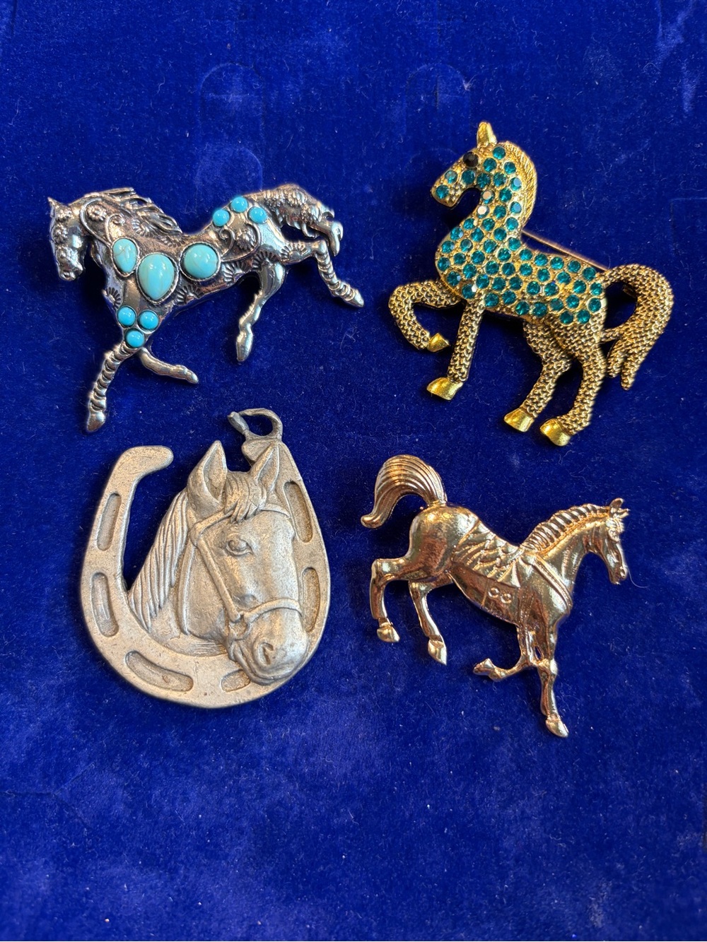 Western Horse Brooch Pin Pendant Lot Bundle Four Pieces